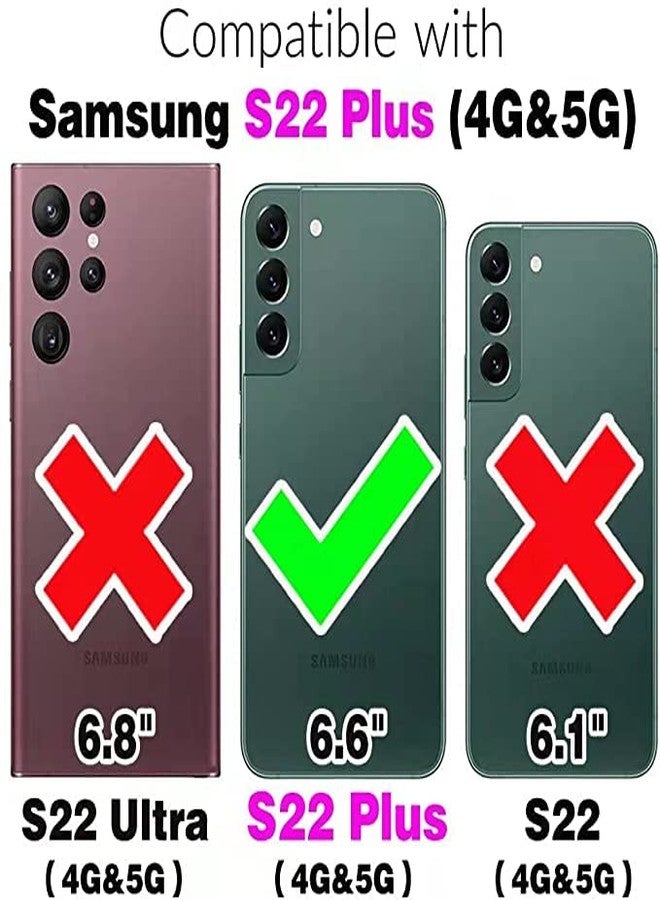 أسو ويش جراب محفظة متوافق مع سامسونج جالاكسي S22 بلس 5G من أسويش، واقي شاشة من الزجاج المقوى، غطاء قلاب من الجلد، حامل بطاقات، متوفر باللون الأسود. - Image 2