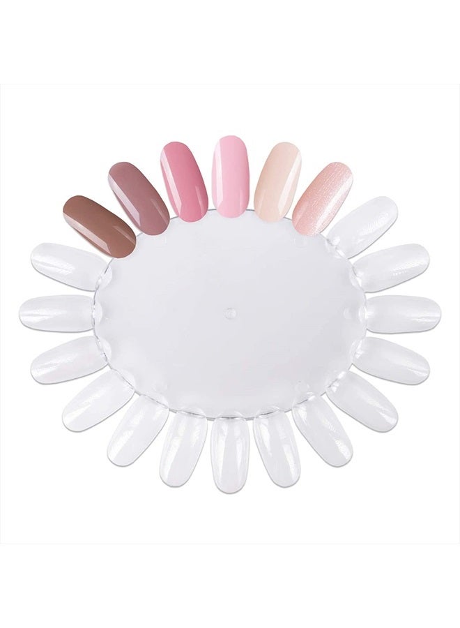 Worutuk 20Pcs False Nail Swatches Wheels Nail Wheel Art Plastic Nail Polish Display Wheel for Manicure Swatches for Nail Polish Color Show Nail (clear 20 Tips) - Image 1