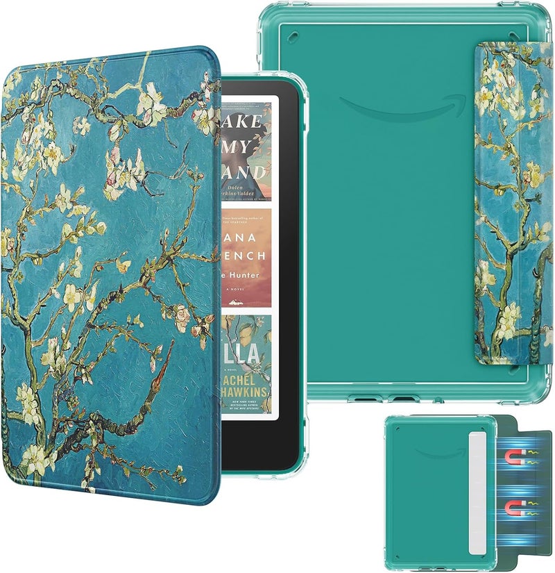 MoKo Detachable Magnetic Case for All-new 7" Kindle Paperwhite 12th Gen 2024 & Kindle Colorsoft 2024/2025,Ultra Clear Back Scratch-Proof Light & Shell Cover with Auto Wake/Sleep, Apricot Blossom - Image 1