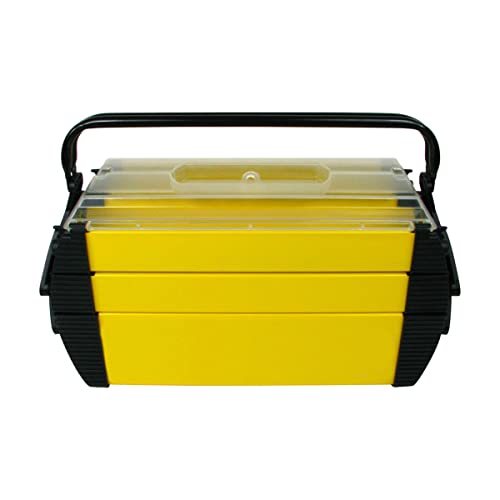 Stalwart Portable Tool Box - Storage Compartments for Tools, Parts, Crafting Supplies or Tackle by Stalwart - Cantilever Toolbox, 18"L x 11.8"W x 8.25"H, Black/Yellow - Image 1