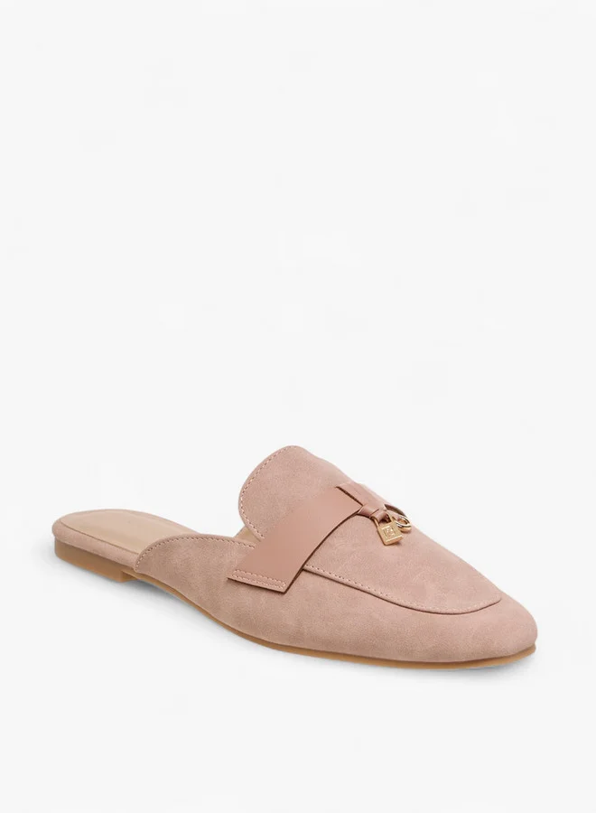 Flora Bella By Shoexpress Metal Accent Slip-On Mules