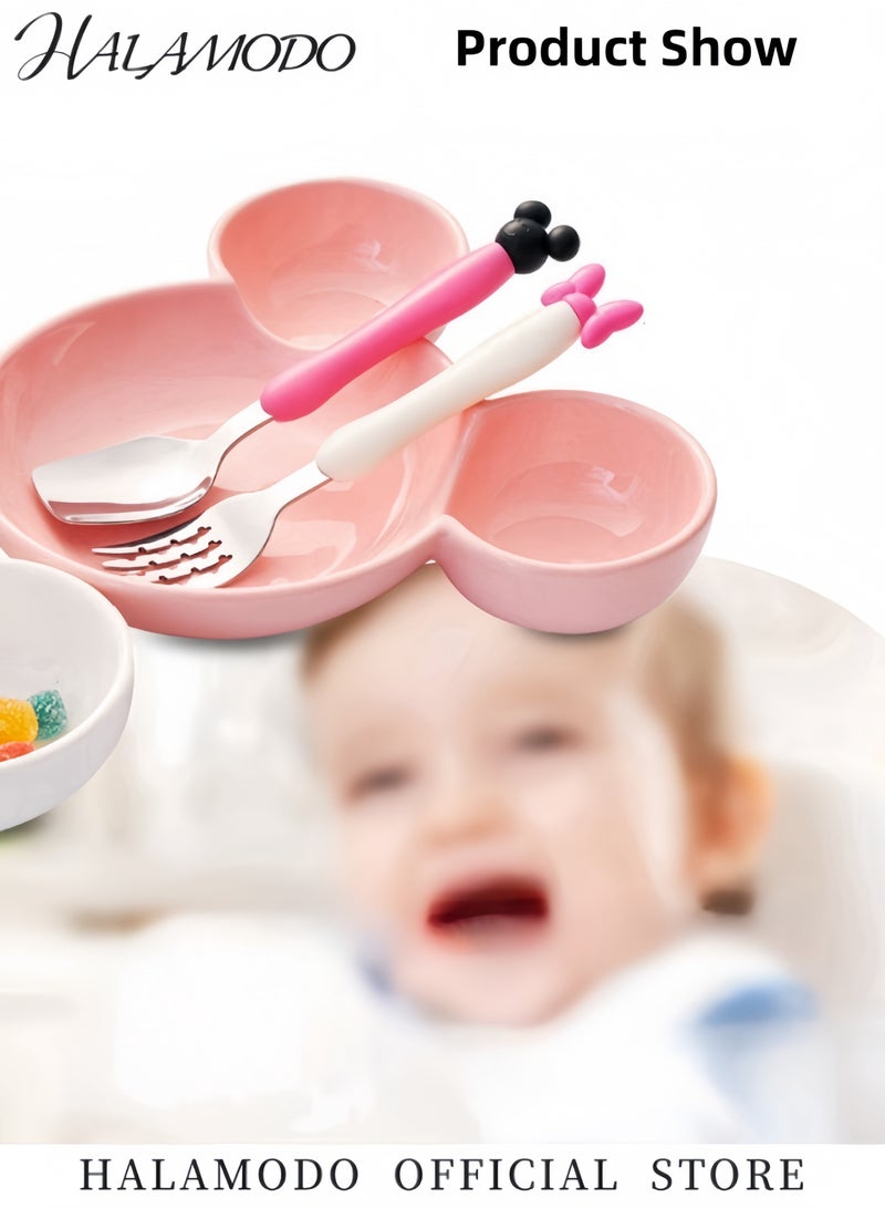 هالامودو مجموعة ملاعق وشوك للأطفال، ملاعق طعام من الفولاذ المقاوم للصدأ، خالية من مادة BPA، أدوات مائدة آمنة للغسل في غسالة الأطباق، مجموعة أدوات مائدة سفر قابلة لإعادة الاستخدام، أدوات مائدة محمولة للأولاد والبنات - Image 3