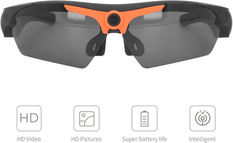 cheekyglo Sports Camera Glasses HD1080P Record Great Moments Support 256G Camera Sunglasses for Hiking OrangeOrange - Image 4