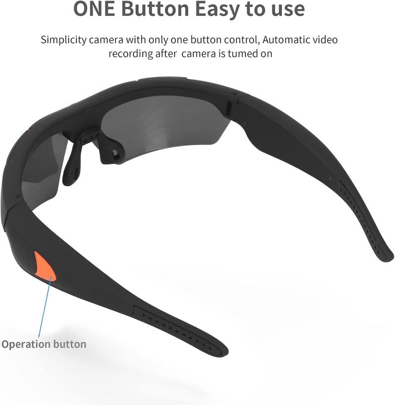 cheekyglo Sports Camera Glasses HD1080P Record Great Moments Support 256G Camera Sunglasses for Hiking OrangeOrange - Image 5