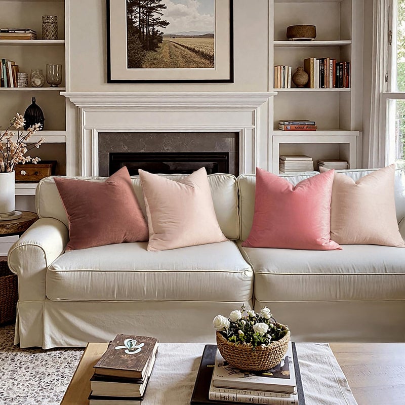 MIULEE Velvet Throw Pillow Covers 20x20 Inch, Pack of 2 - Jam, Soft Solid Decorative Pillow Covers Cushion Cases Modern Luxury Home Decor for Spring Couch Sofa Bedroom Livingroom - Image 3