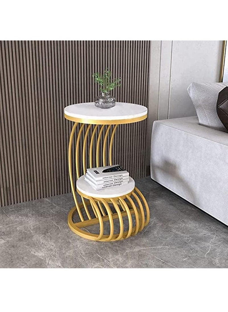 Generic Super MART Coffee Table Nesting Side Coffee Tables Set of 1 Golden White Marble Stone Coffee Table Finish Color Golden White  - Image 2