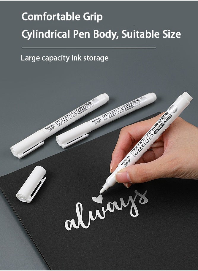 NIIMBOT - 5 Pack White Marker, 1mm Extra Fine Tip White Paint Marker Permanent for Wood Rock, Plastic, Leather, Glass, Stone, Metal, Canvas, Ceramic, Fabric, Tire (White) - Image 1