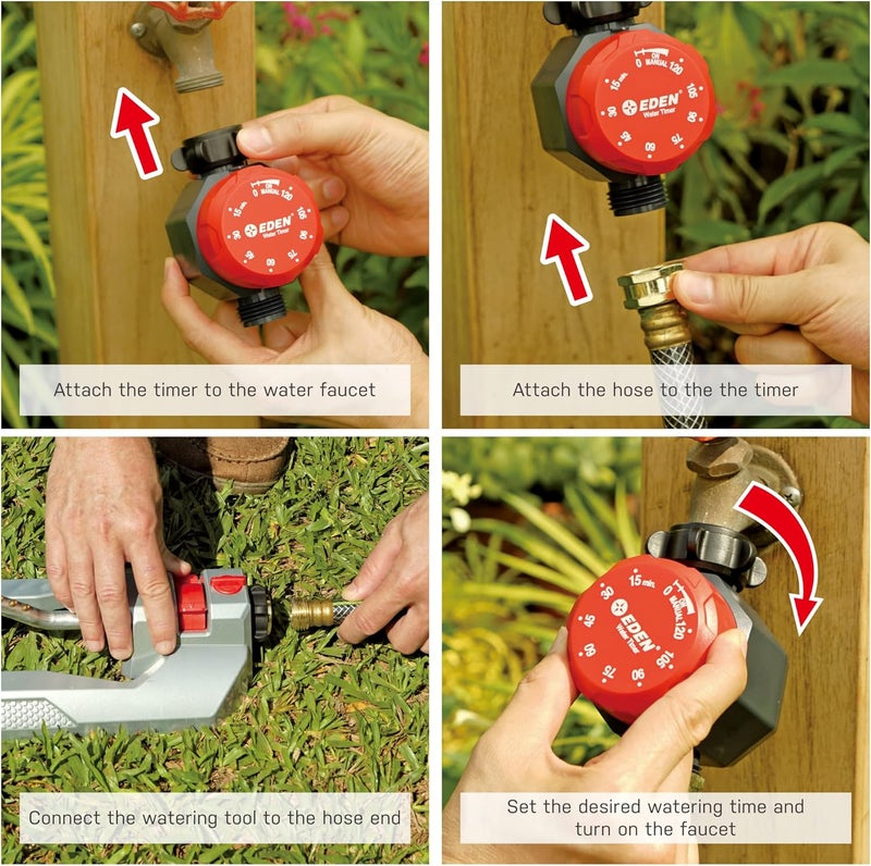 Eden 25118 1-Zone Mechanical Watering Timer, Red, Grey - Image 3