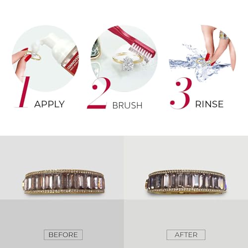 CONNOISSEURS All-Purpose Jewelry Cleansing Bundle - Includes Cleansing Foam, Polishing Cloth, and Brush - Safe for All Jewelry Types - Image 3