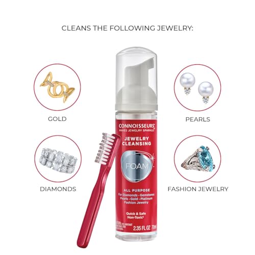 CONNOISSEURS All-Purpose Jewelry Cleansing Bundle - Includes Cleansing Foam, Polishing Cloth, and Brush - Safe for All Jewelry Types - Image 4