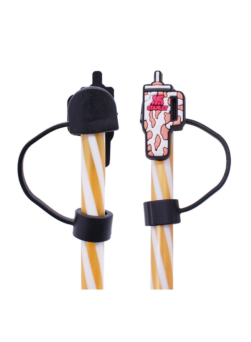 10 قطع من أغطية قش السيليكون لأكواب ستانلي المتوافقة مع مقابض زجاجية 30 40 أونصة 10 قطع أغطية رؤوس من القش قابلة لإعادة الاستخدام مقاومة للغبار مقاس 0.4 بوصة - Image 2