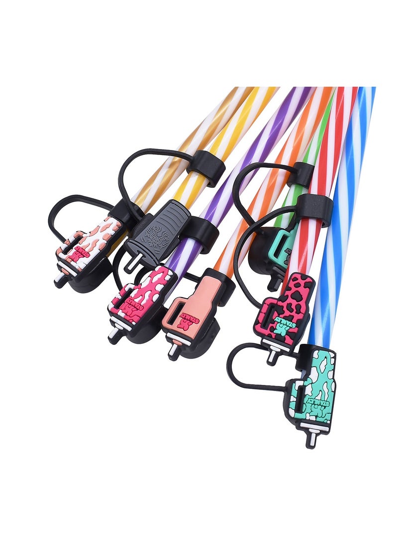 10 قطع من أغطية قش السيليكون لأكواب ستانلي المتوافقة مع مقابض زجاجية 30 40 أونصة 10 قطع أغطية رؤوس من القش قابلة لإعادة الاستخدام مقاومة للغبار مقاس 0.4 بوصة - Image 4