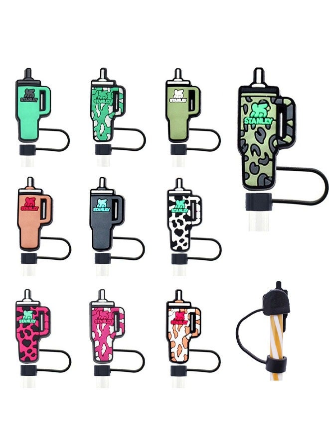 10 قطع من أغطية قش السيليكون لأكواب ستانلي المتوافقة مع مقابض زجاجية 30 40 أونصة 10 قطع أغطية رؤوس من القش قابلة لإعادة الاستخدام مقاومة للغبار مقاس 0.4 بوصة - Image 1