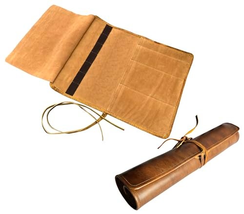 RUSTIC TOWN Leather Knife Roll Chefs Knife Case Holder Cutlery Carrying Case Organizer Storage Bag Travel Friendly Gift for Men Women - Image 1