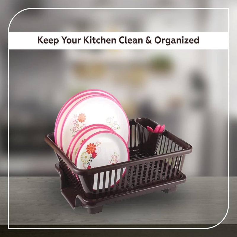 RADIANT Basket Drainer & Dish Drainer Basket for Kitchen/Utensil Stand for Kitchen/Dish Drying Rack with Drainer/Bartan Stand/Dish Rack for Kitchen (Brown, Plastic) - Image 2