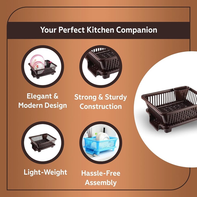 RADIANT Basket Drainer & Dish Drainer Basket for Kitchen/Utensil Stand for Kitchen/Dish Drying Rack with Drainer/Bartan Stand/Dish Rack for Kitchen (Brown, Plastic) - Image 4