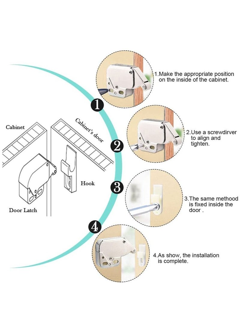 Y&D - Mini Latch Automatic Spring Catch, Touch Catch Lock Push Open with for Kitchen Cabinet Cupboard Wardrobe Door(2 Pcs ) - Image 1