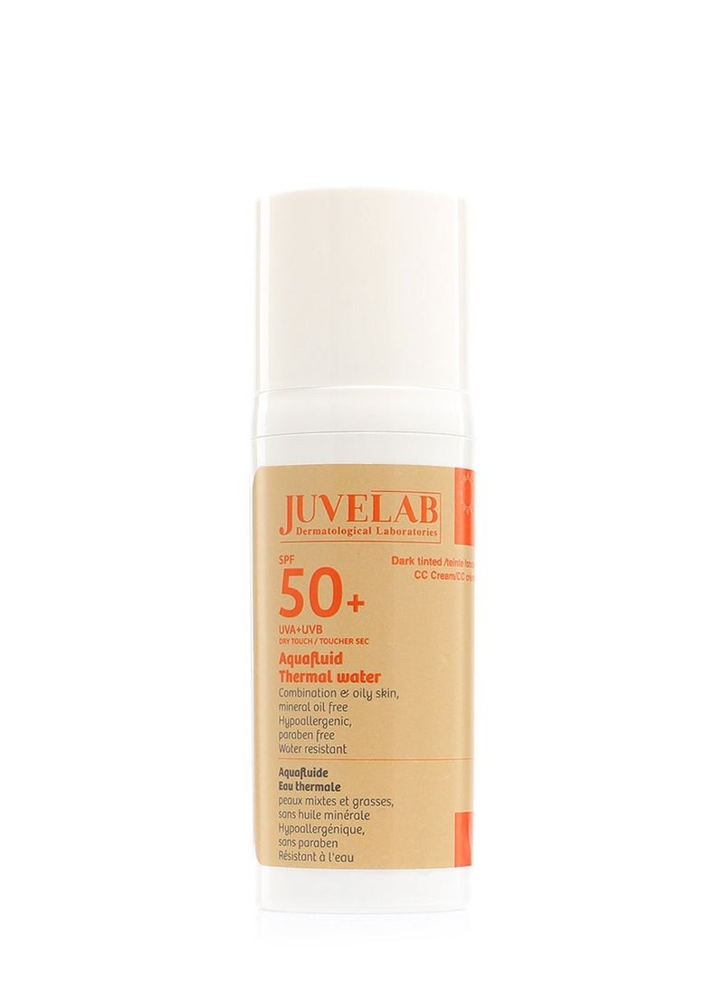 JUVELAB - JUVELAB Dark Tinted CC Aquafluid Thermal Water SPF 50+ Sunscreen 40ml - Image 1