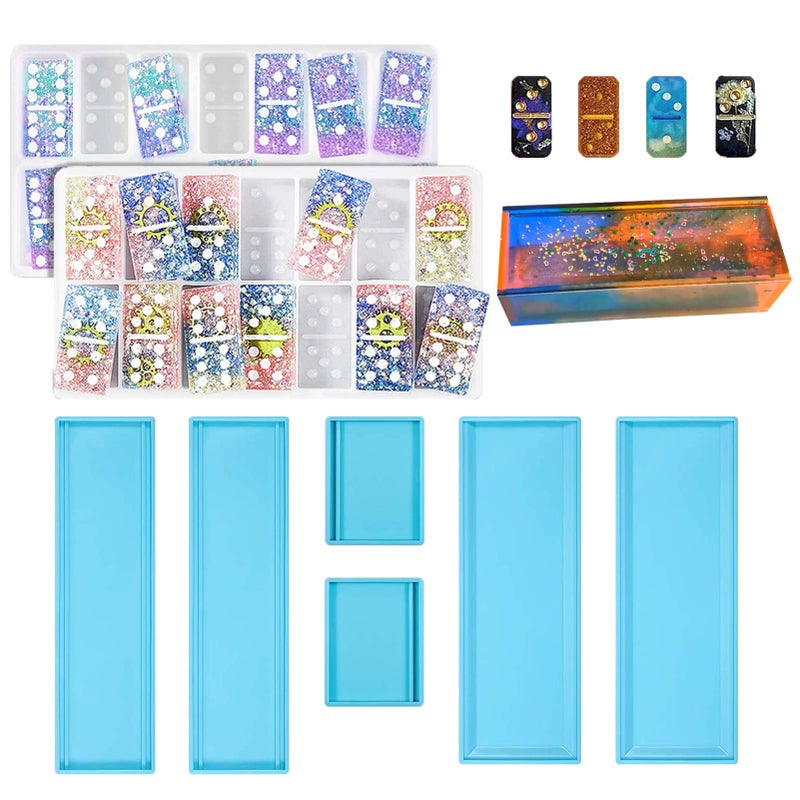 GDDP Domino Molds for Epoxy Resin Box Domino Resin Mold Set for Casting Storage Box Mould for DIY Epoxy Crafts Making Tool