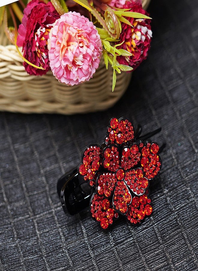 ZEMANIA مشابك شعر مرصعة بأحجار الراين من زيمانيا، دبابيس شعر على شكل زهور، مشابك شعر مزخرفة، مشط شعر لامع مرصع بالكريستال، مشبك شعر غير قابل للانزلاق للنساء والفتيات ذوات الشعر الكثيف والطويل (مجموعة من قطعتين) - Image 3