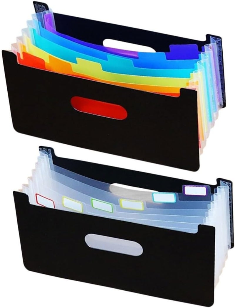 2pcs Mini Accordion Folder Organizer 7-Layer Document File Organizer and Bill Receipt Holder for Office and Home, Plastic Expanding File Wallet for Tax, Vouchers, and Cash Storage - Image 1