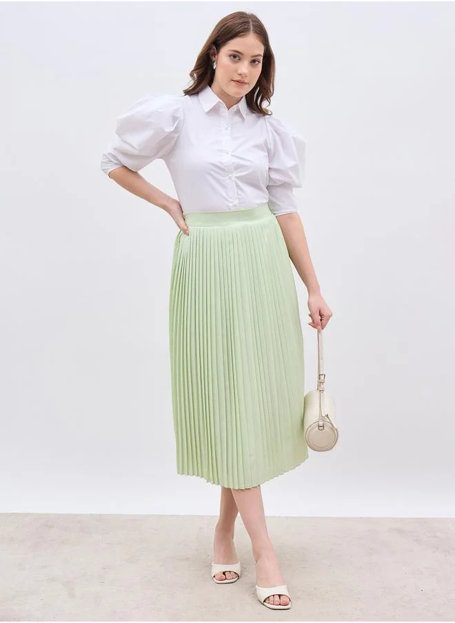 ستايلي Styli Pleated A-Line Midi Skirt