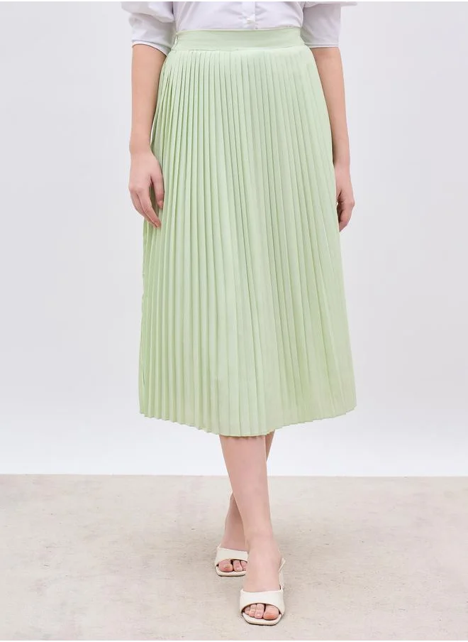 ستايلي Styli Pleated A-Line Midi Skirt