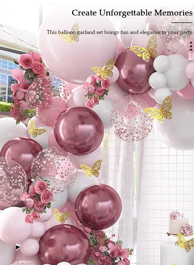 DUNISO 129PCS PCS Balloon Garland Arch Kit With Butterfly Stickers Metallic Pastel White Latex Balloons Set For Baby Wedding Birthday Party Background Decorations School Opening Ceremony - Image 5
