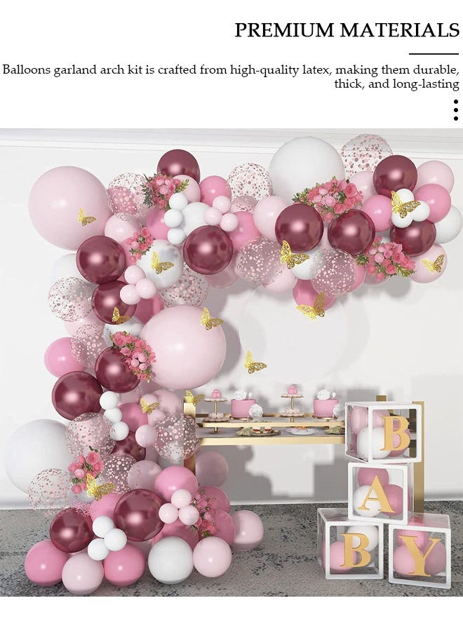 DUNISO 129PCS PCS Balloon Garland Arch Kit With Butterfly Stickers Metallic Pastel White Latex Balloons Set For Baby Wedding Birthday Party Background Decorations School Opening Ceremony - Image 3