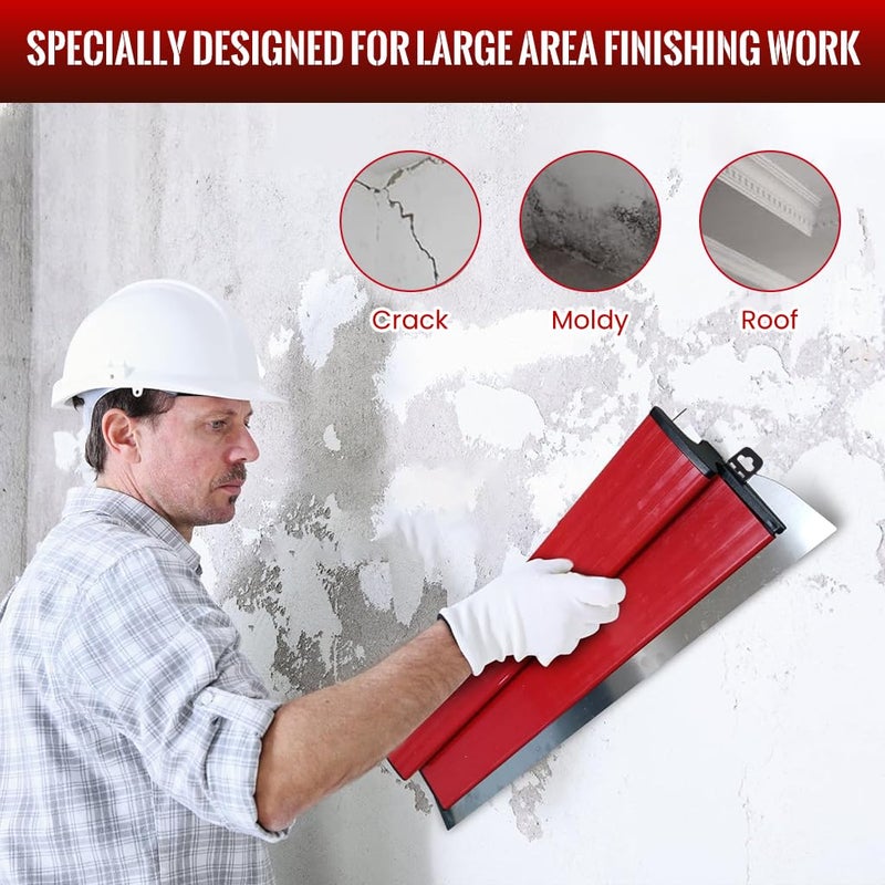 Serplex ® 23.62 بوصة / 60 سم شفرة التنعيم، مجرفة الفولاذ المقاوم للصدأ شفرة التنعيم ملعقة تنعيم الجدران مجرفة التلبيس لأداة البناء لتزيين الجدران في منطقة العمل الكبيرة - Image 4