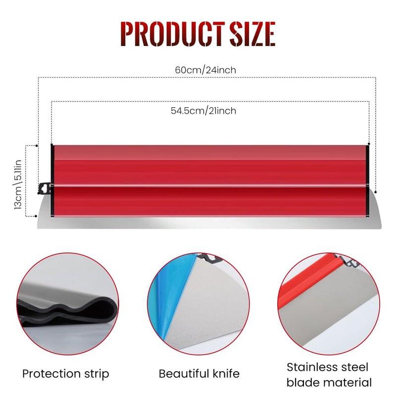 Serplex ® 23.62 بوصة / 60 سم شفرة التنعيم، مجرفة الفولاذ المقاوم للصدأ شفرة التنعيم ملعقة تنعيم الجدران مجرفة التلبيس لأداة البناء لتزيين الجدران في منطقة العمل الكبيرة - Image 2