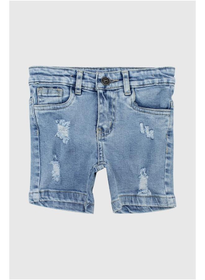 playmore Ripped Light Blue Jean Shorts  - Image 1