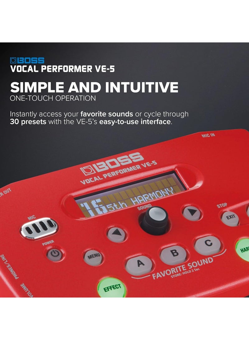 BOSS BOSS VE-5 Vocal Performer - Compact Vocal Processor (RED)  - Image 3