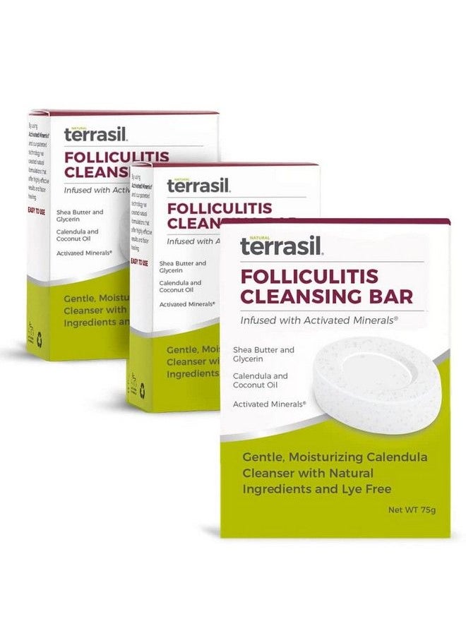 Terrasil - Folliculitis Soap Ingrown Hair Treatment Natural Soap Bar With Calendula For Folliculitis Relief 100% Pure Anti Itch Soap 3 Pack 75Gm Bars - Image 1