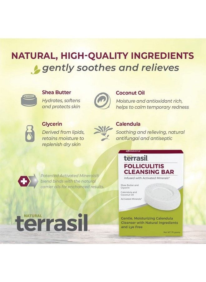 Terrasil - Folliculitis Soap Ingrown Hair Treatment Natural Soap Bar With Calendula For Folliculitis Relief 100% Pure Anti Itch Soap 3 Pack 75Gm Bars - Image 1