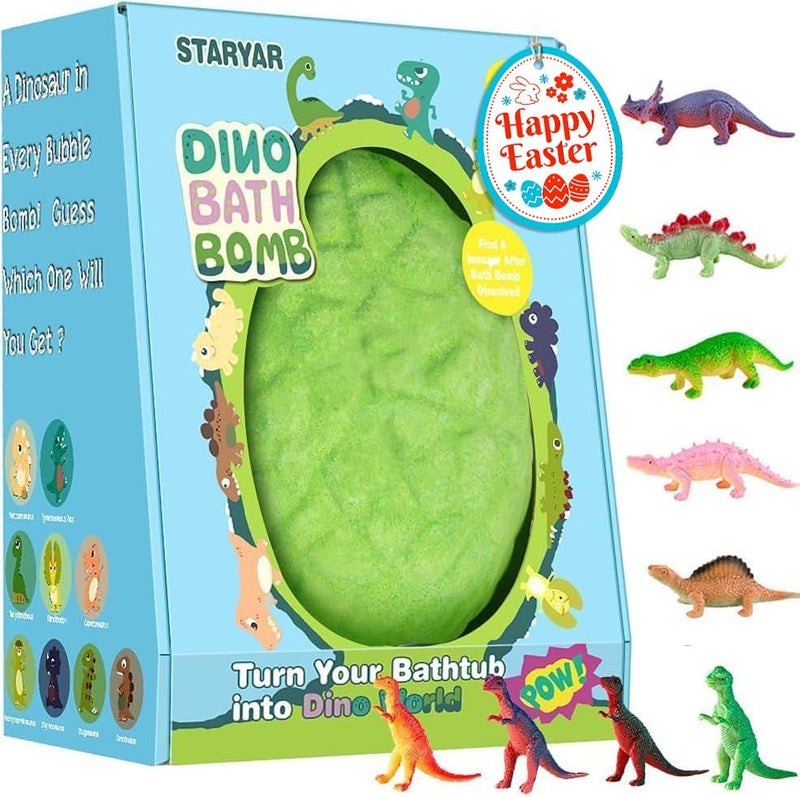STARYAR Easter Bath Bombs for Kids with Surprise Dinosaur Toys Inside, Easter Basket Stuffers, XXXL Dinosaur Bath Bombs Gift Set, Easter Gifts for Kids, Dino Easter Eggs Filled Toys for Boys 3 4 5 6 7 - Image 1