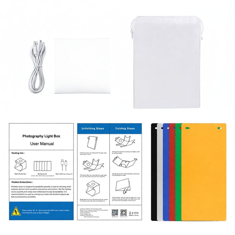Dual Light Lightbox Mini 40Pcs LED Light Room foliding Photography Lighting Softbox Tent Photobooth Backdrop USB Cube Box Photo Studio Light Box - Image 1
