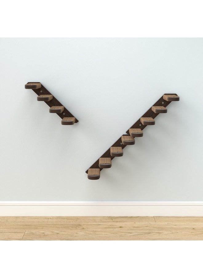 Skywin Skywin Cat Steps - Solid Rubber Wood Cat Stairs Great for Scratching and Climbing - Easy to Install Wall Mounted Cat Shelves for Playful Cats (Brown, Left to Right)  - Image 3