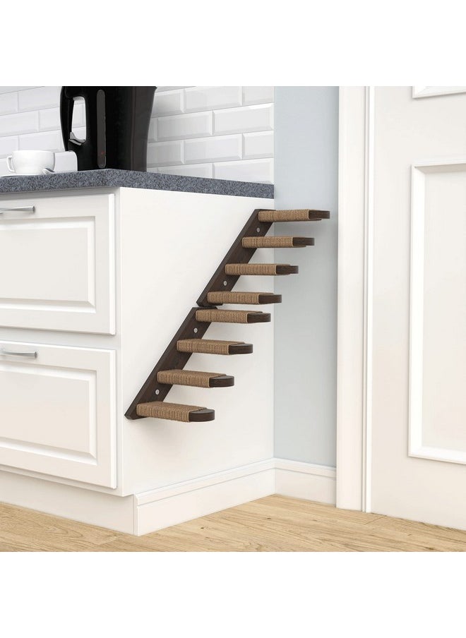 Skywin Skywin Cat Steps - Solid Rubber Wood Cat Stairs Great for Scratching and Climbing - Easy to Install Wall Mounted Cat Shelves for Playful Cats (Brown, Left to Right)  - Image 4