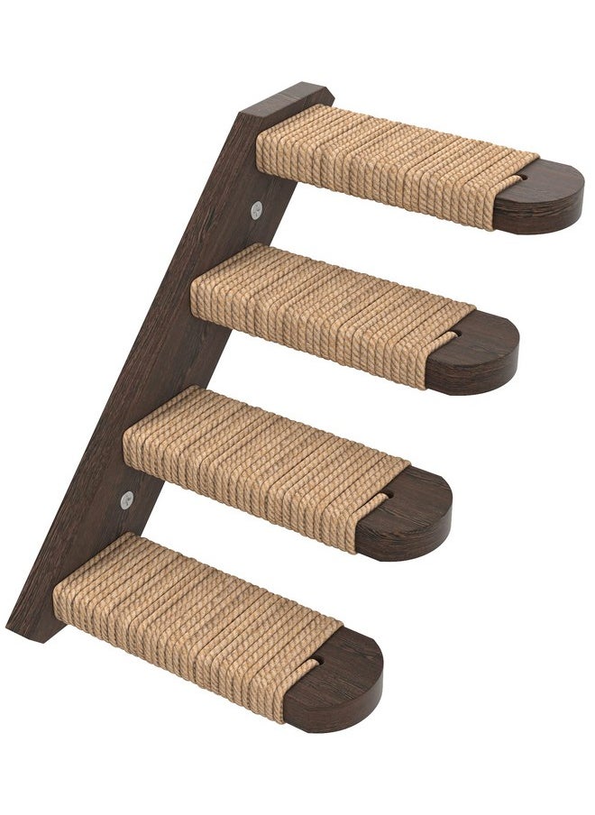 Skywin Skywin Cat Steps - Solid Rubber Wood Cat Stairs Great for Scratching and Climbing - Easy to Install Wall Mounted Cat Shelves for Playful Cats (Brown, Left to Right)  - Image 1