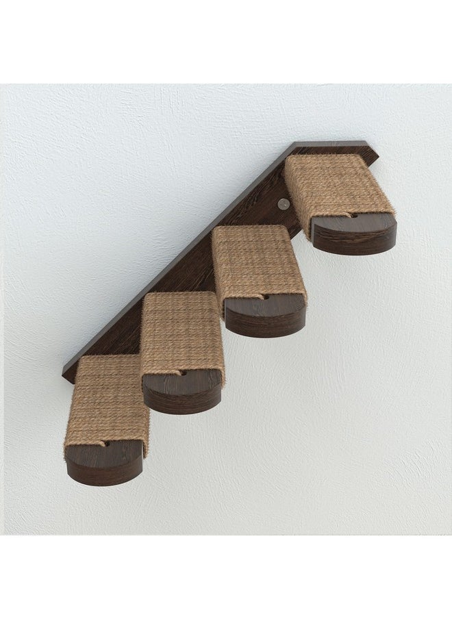 Skywin Skywin Cat Steps - Solid Rubber Wood Cat Stairs Great for Scratching and Climbing - Easy to Install Wall Mounted Cat Shelves for Playful Cats (Brown, Left to Right)  - Image 2