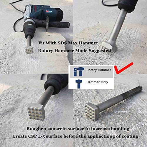 ACTINTOOL 8 1/4 in. SDS Max 16 Pins Concrete Repair Patch Prepare Bushing Head, 1 1/4 Inch Square Head Concrete Roughness Coating Remove Bushing Tool Bit for Demolition Hammer (Pack of 1) - Image 3