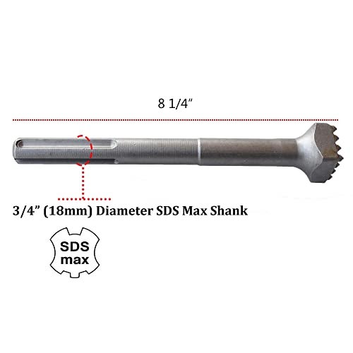 ACTINTOOL 8 1/4 in. SDS Max 16 Pins Concrete Repair Patch Prepare Bushing Head, 1 1/4 Inch Square Head Concrete Roughness Coating Remove Bushing Tool Bit for Demolition Hammer (Pack of 1) - Image 2