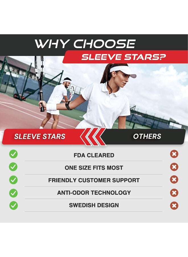 SS SLEEVE STARS Sleeve Stars Tennis Elbow Support Strap, Golfers Elbow Support for Men & Women Epicondylitis Clasp, Counterforce Arm Band for Tendonitis Relief, w/ 3 Straps Length, Fits 9"-23" (1, Black, One Size)  - Image 4