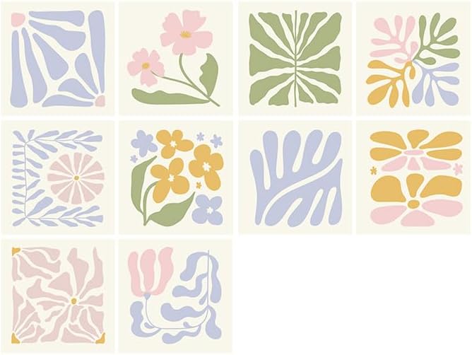 Alwayspon Self-Adhesive Vinyl Wall Tile Stickers, 10Pcs 15cm/6inch Peel and Stick on Tiles Transfer Vinyl Flooring Waterproof Splashback for Kitchen Bathroom, Floral - Image 4