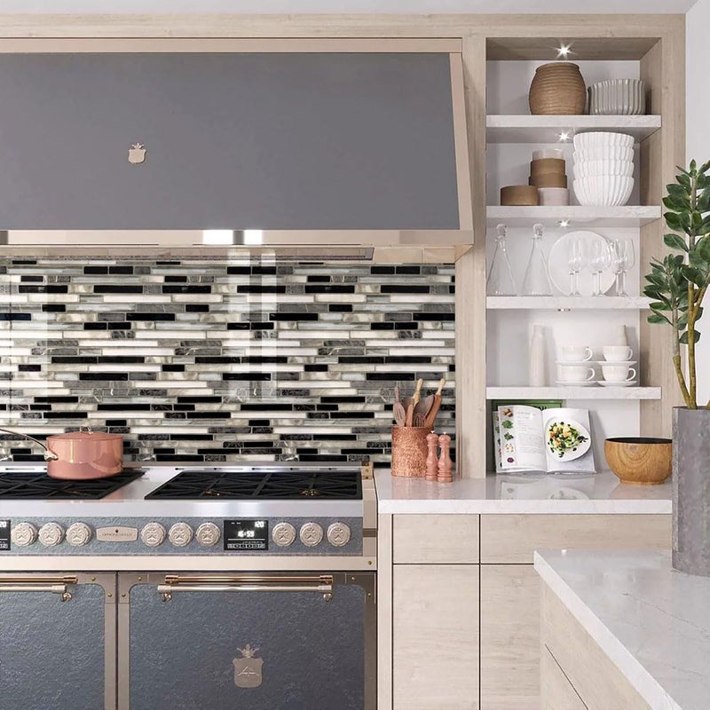 Livebor Kitchen Peel and Stick Wallpaper Kitchen Backsplash Tile Wallpaper 17.7inch x 118.1inch Backsplash Contact Paper Peel and Stick Countertops Waterproof Wall Paper for Bathroom Tile Vinyl - Image 5