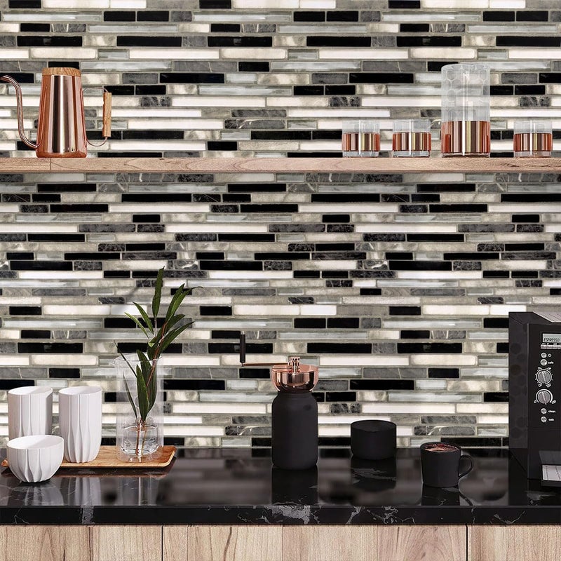 Livebor Kitchen Peel and Stick Wallpaper Kitchen Backsplash Tile Wallpaper 17.7inch x 118.1inch Backsplash Contact Paper Peel and Stick Countertops Waterproof Wall Paper for Bathroom Tile Vinyl - Image 1
