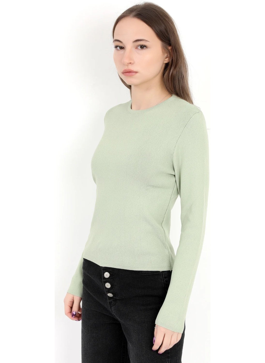 JOHN BORNERS - Giysa Women Green 100% Polyamide Flexible Crew Neck Knitwear Body - 2002 - Image 1