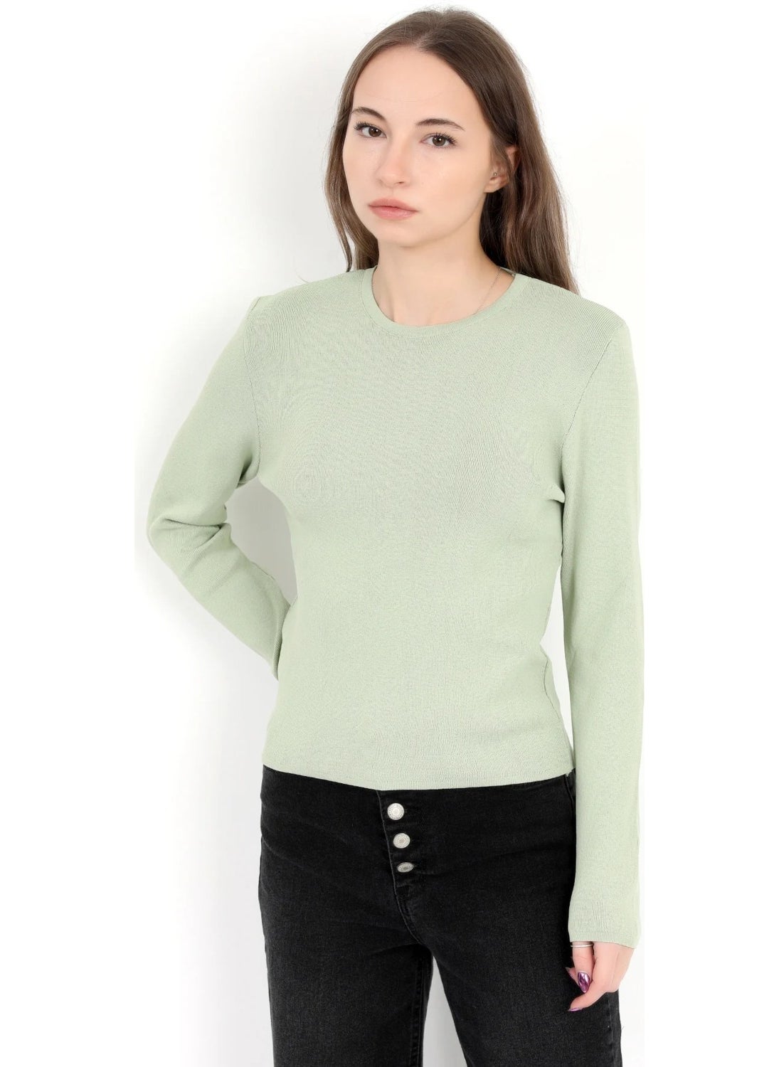 JOHN BORNERS - Giysa Women Green 100% Polyamide Flexible Crew Neck Knitwear Body - 2002 - Image 1