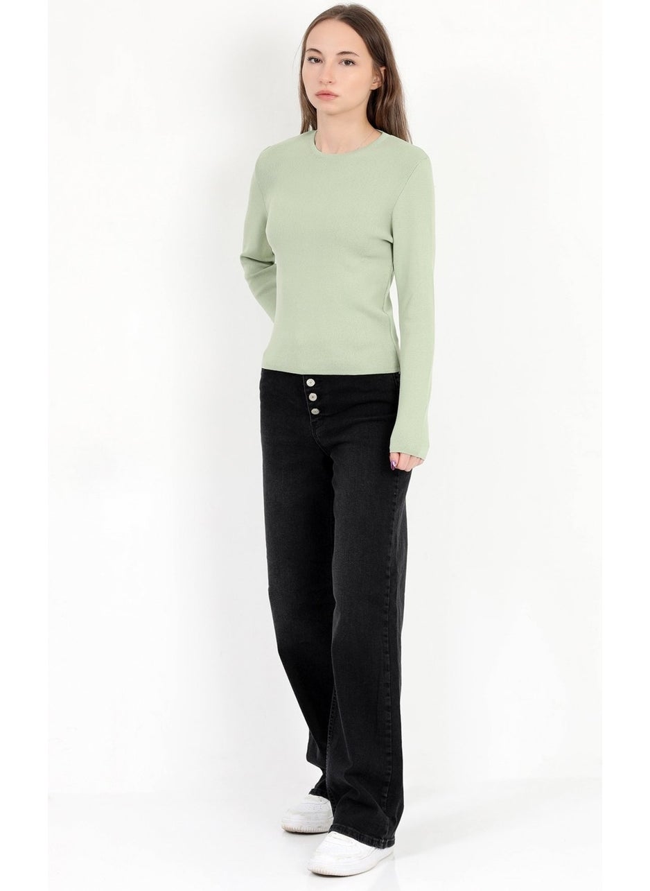 JOHN BORNERS - Giysa Women Green 100% Polyamide Flexible Crew Neck Knitwear Body - 2002 - Image 1